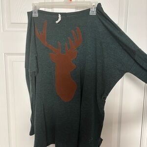 Green sweater  tunic with Christmas deer